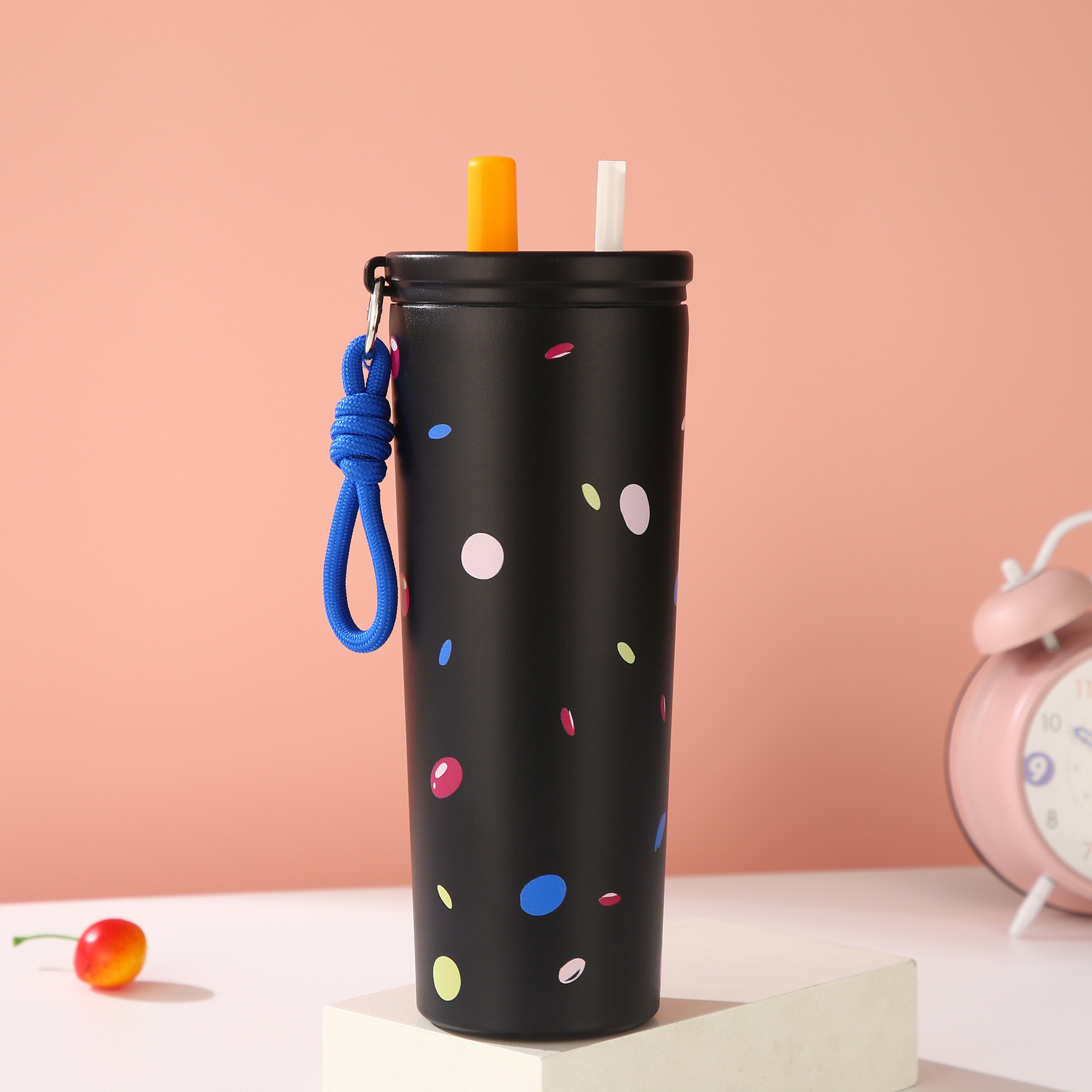 Polka Dot Double Straw Tumbler