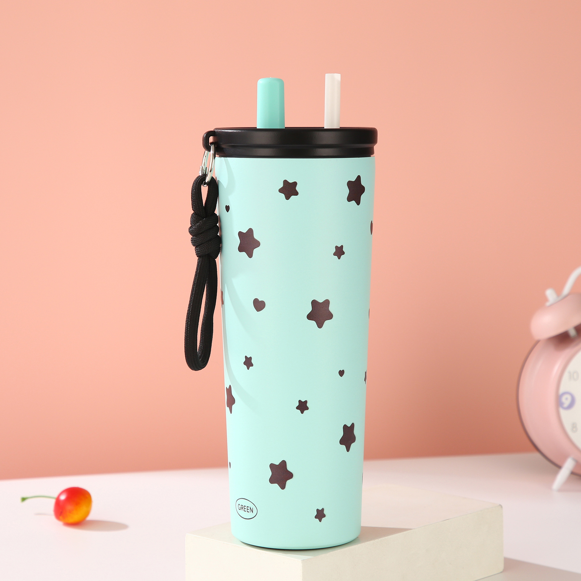 Polka Dot Double Straw Tumbler