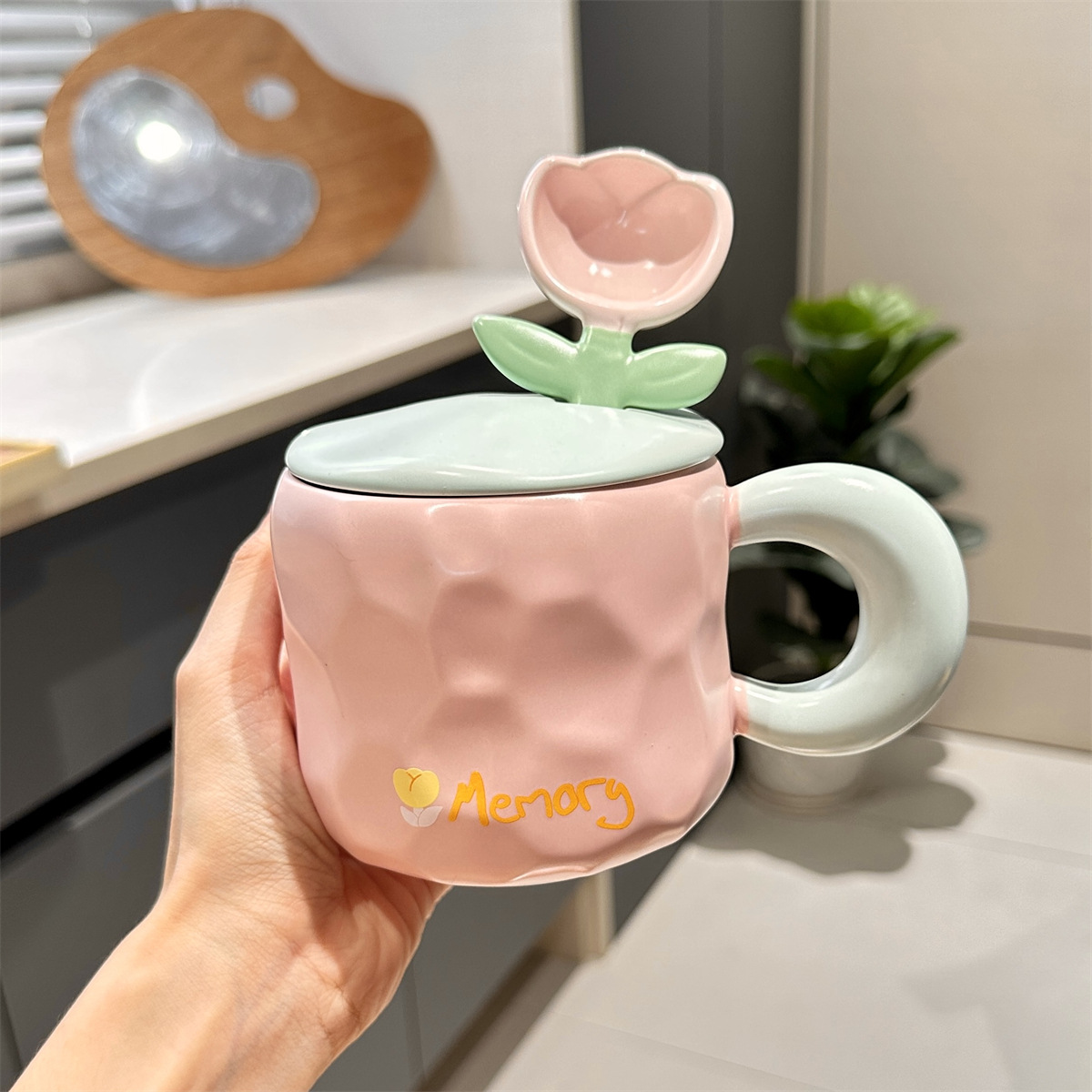 Flower Lid Ceramic Mug
