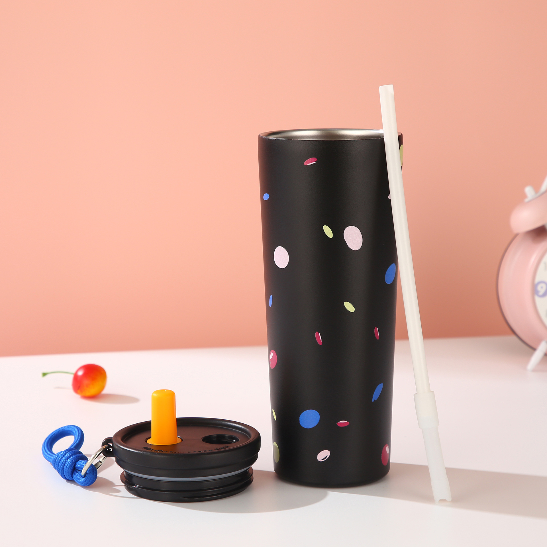 Polka Dot Double Straw Tumbler