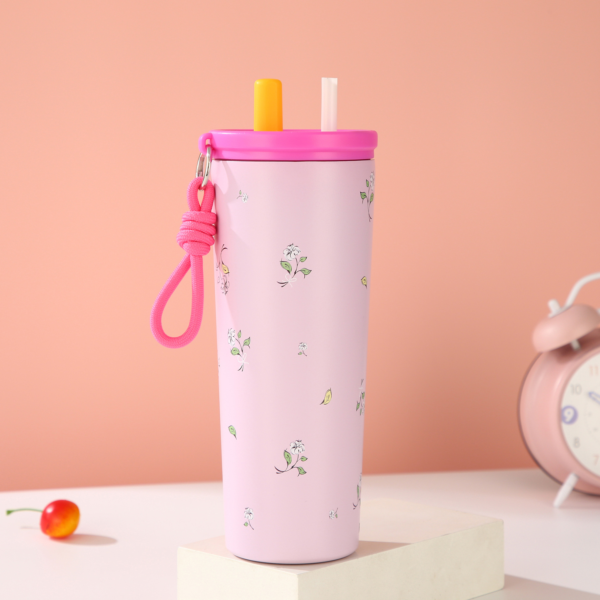 Polka Dot Double Straw Tumbler