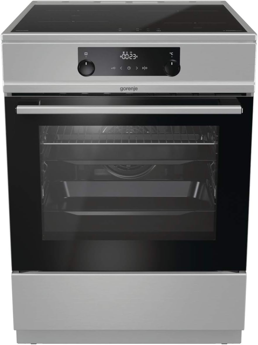 Gorenje GEIT5C61SPG Standherd mit Induktionskochfeld, 50 cm, 70 Liter,Silber, PerfectGrill, AirFry, FrozenBake, Pizza Mode 300°C, AquaClean, Made in Europe, inox