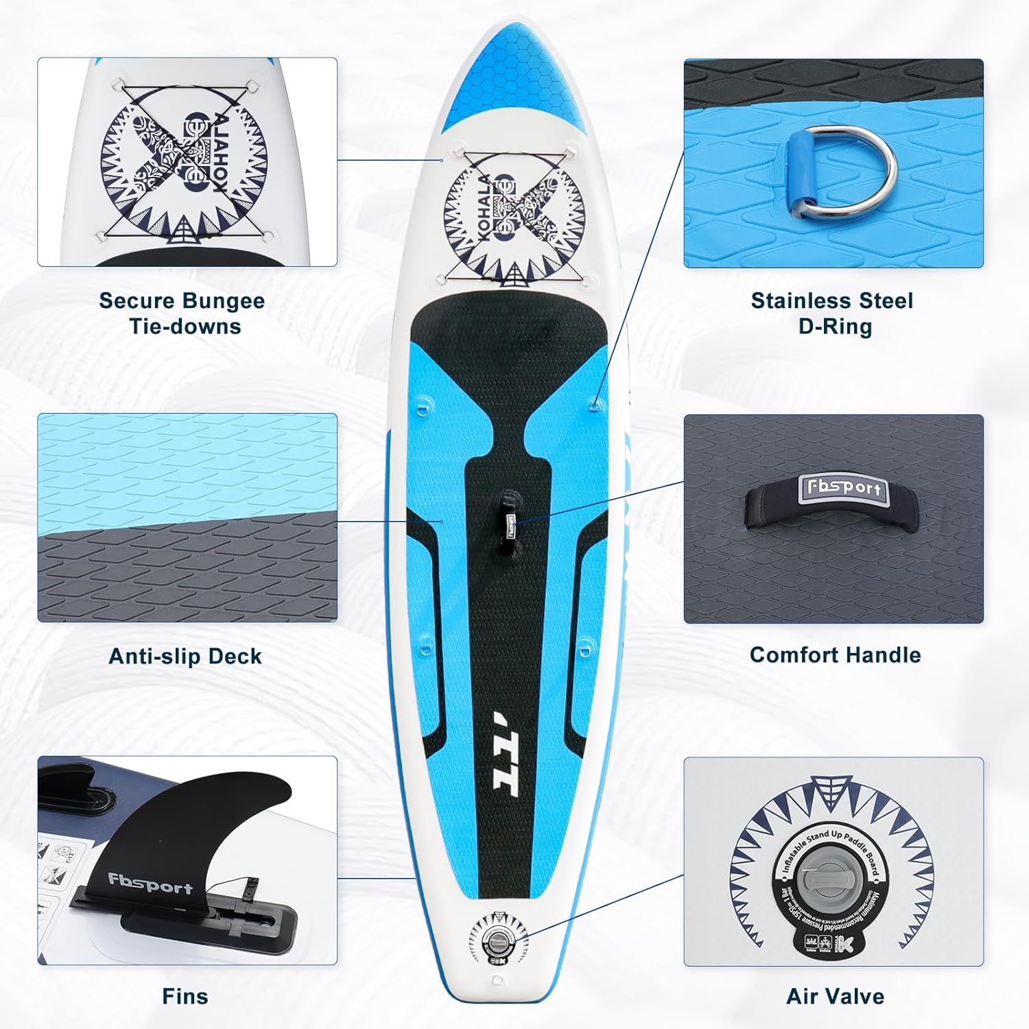 Premium-Stand-Up-Paddle-Board, Yoga-Board mit strapazierfähigem SUP-Zubehör und Tragetasche | Breiter Stand, Surf-Kontrolle, rutschfestes Deck, Leine, Paddel und Pumpe für Jugendliche und Erwachsene