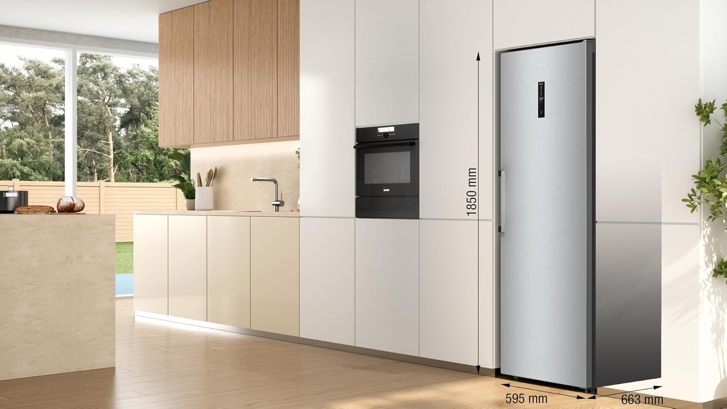 Gorenje R 619 DAXL6 Kühlschrank/AdaptTech/FreshZone/Schnellkühlfunktion/Umluft-Kühlsystem/LED Display / 398l / 185cm / EEK D/Edelstahl