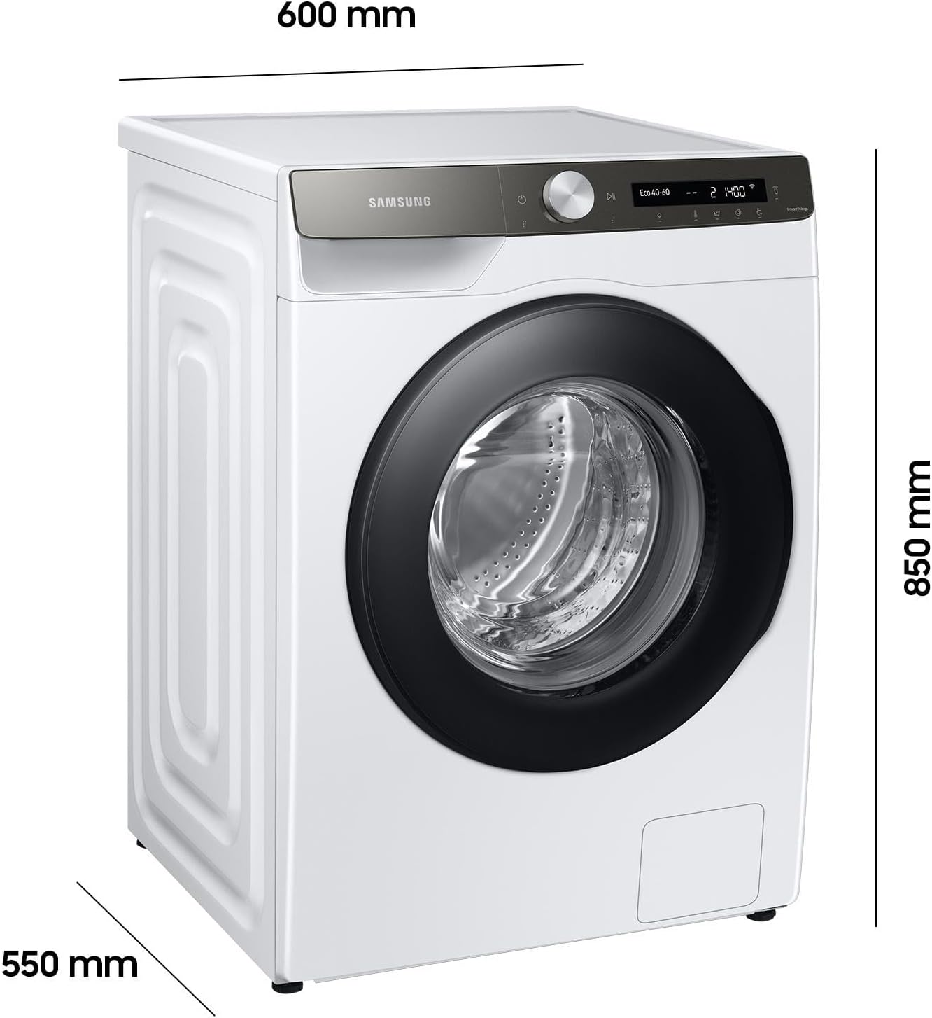 Samsung Waschmaschine, 8 kg, 1400 U/min, Ecobubble, Automatische Waschmittel- und Weichspülerdosierung, Inox/Schwarz, WW80T534AAXAS2