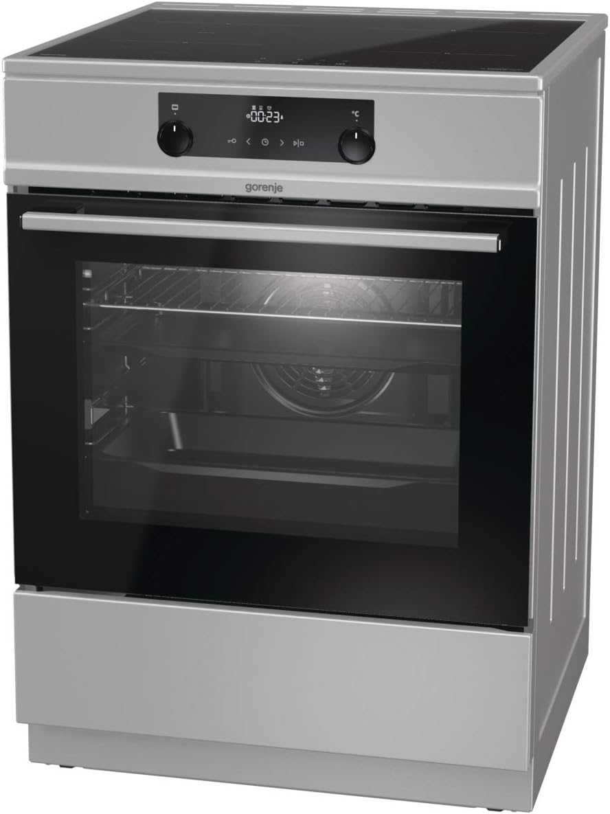 Gorenje GEIT5C61SPG Standherd mit Induktionskochfeld, 50 cm, 70 Liter,Silber, PerfectGrill, AirFry, FrozenBake, Pizza Mode 300°C, AquaClean, Made in Europe, inox