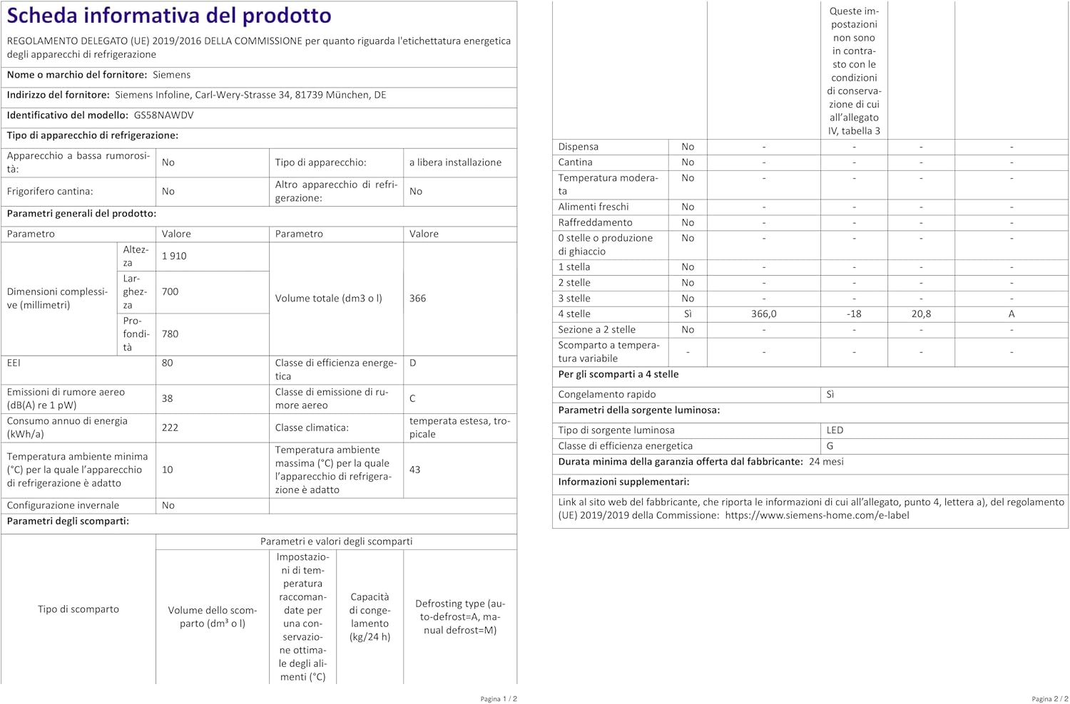 Siemens GS54NAWCV iQ500 Gefrierschrank, 176 x 70 cm, 327 L, noFrost nie wieder abtauen, bigBox Platz für großes Gefriergut, varioZone flexible Glas-und Schubladen, Weiß