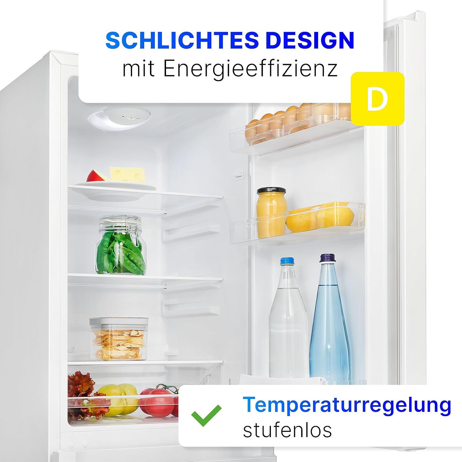 Bomann® Kühlschrank mit Gefrierfach 143cm hoch | Kühl Gefrierkombination 175L mit 3 Ablagen & 3 Schubladen | Türanschlag wechselbar | leise Kühlgefrierkombi 39db | Kühlschrank KG 322.1 inox-look