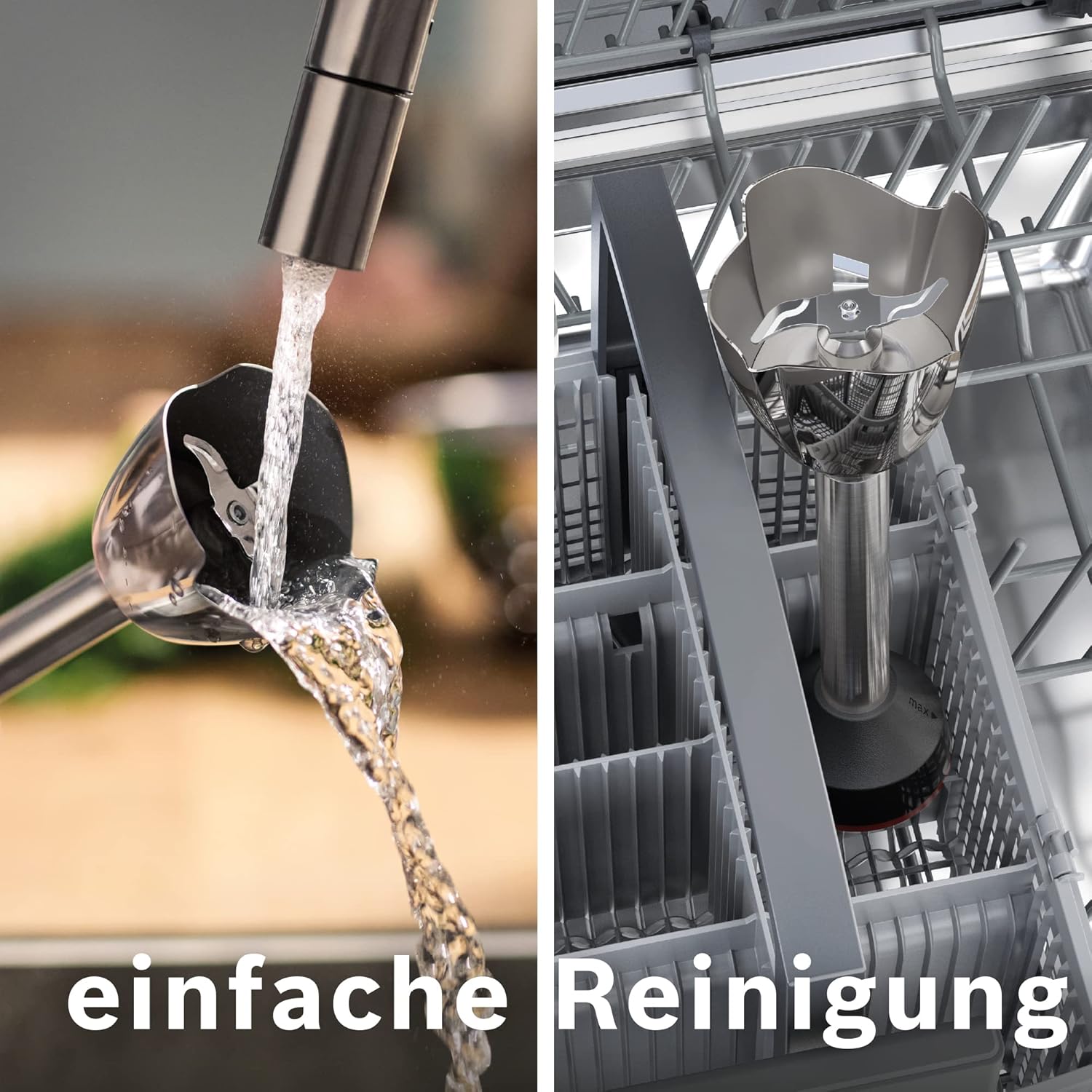 Bosch Stabmixer ErgoMaster Serie 6 MSM6M673, 10 Jahre Motorgarantie, Edelstahl-Klingen, verschleifreie Keramik-Kupplung, Luftkühlung, Zerkleinerer, Kartoffelstampfer, Schneebesen, 1000 W