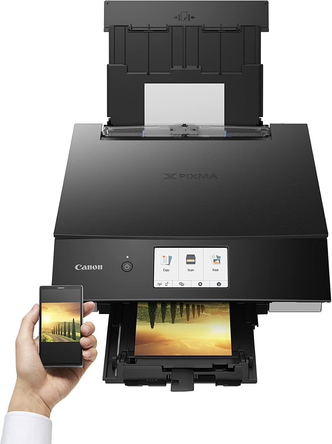 Canon PIXMA TS8750 Multifunktionsdrucker 3in1 (Tintenstrahl,Drucken, Kopieren, Scannen, A4, 10,8 cm Touch LCD, WLAN, Duplexdruck, 2 Papierzuführungen, 2 x 100 Blatt, 6 Separate Tinten) schwarz