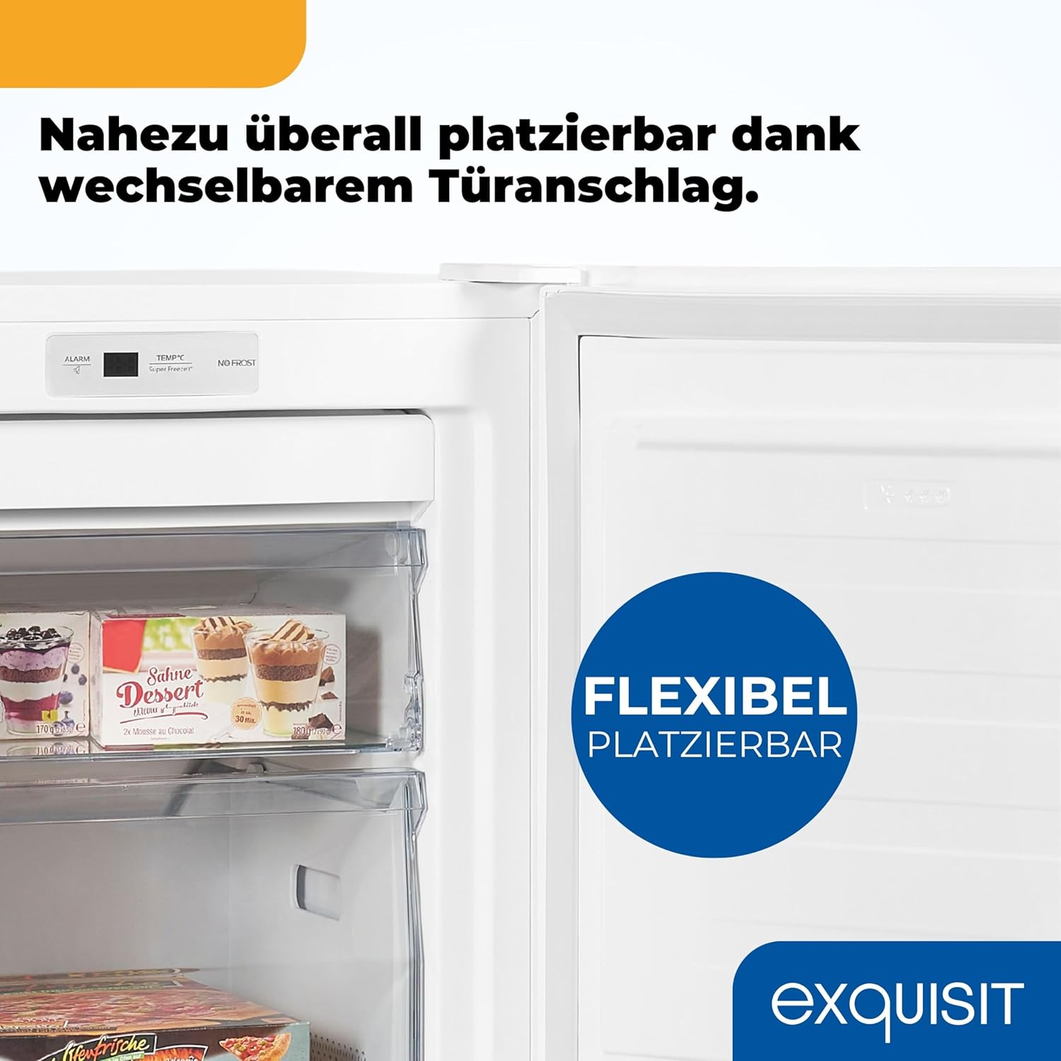 Exquisit Gefrierschrank NoFrost, Tiefkühlschrank groß, 161 Liter, Schnellgefrieren, Alarm-Funktion, GS5231-NF-H-040C weiss