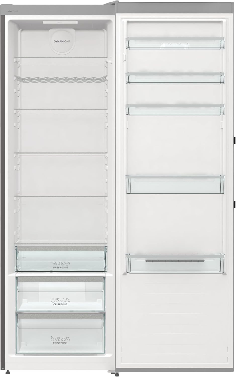 Gorenje R 619 DAXL6 Kühlschrank/AdaptTech/FreshZone/Schnellkühlfunktion/Umluft-Kühlsystem/LED Display / 398l / 185cm / EEK D/Edelstahl
