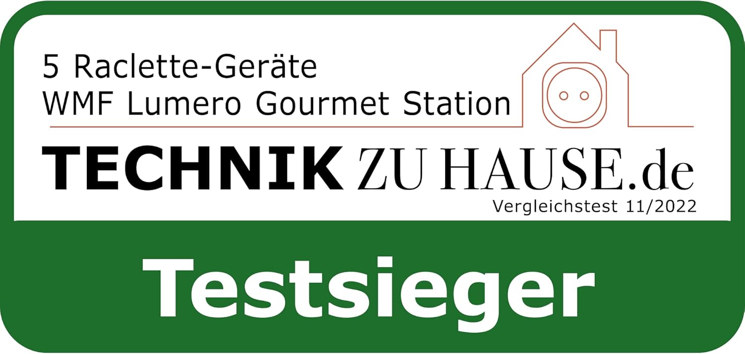 WMF Lumero 3in1 Gourmet Station für 8 Personen, Raclette Fondue Kombi, elektrisch, Temperaturregulierung, Beleuchtung, 1800 Watt, platzsparend, edelstahl matt