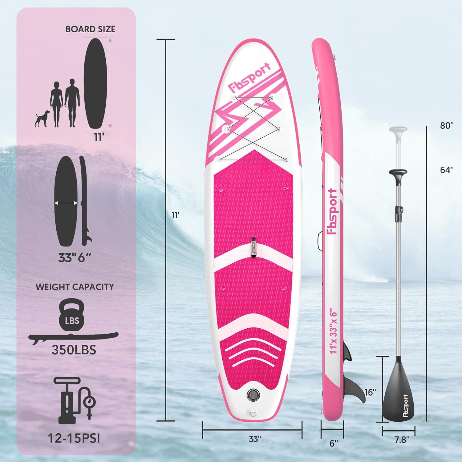 Premium-Stand-Up-Paddle-Board, Yoga-Board mit strapazierfähigem SUP-Zubehör und Tragetasche | Breiter Stand, Surf-Kontrolle, rutschfestes Deck, Leine, Paddel und Pumpe für Jugendliche und Erwachsene