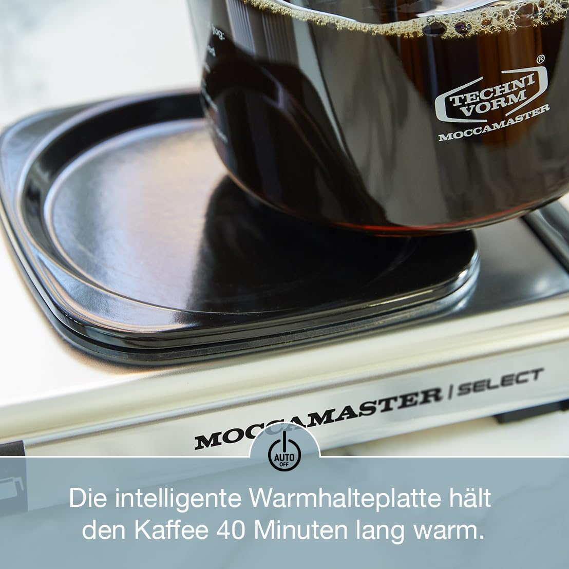 Moccamaster KBG Select, Kaffeemaschine, Retro Kaffeemaschine, Filterkaffee, Off-White, 1.25L