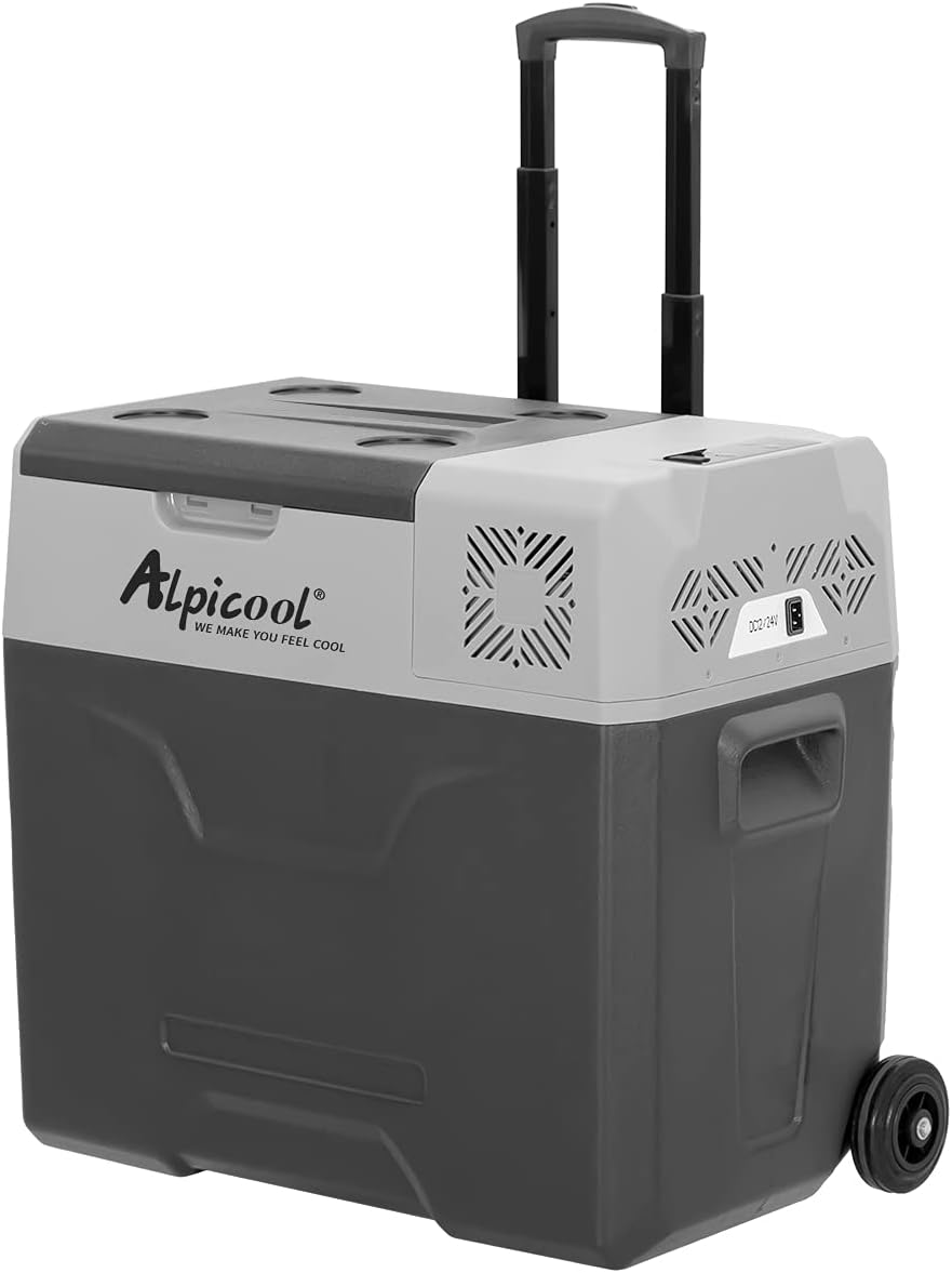 Alpicool CF55 55 Liter Kühlbox 12V tragbarer Mini-Kühlschrank elektrische Gefrierbox klein Gefrierschrank für Auto Camping, LKW, Boot und Steckdose mit USB-Anschluss, -20℃ bis 20℃