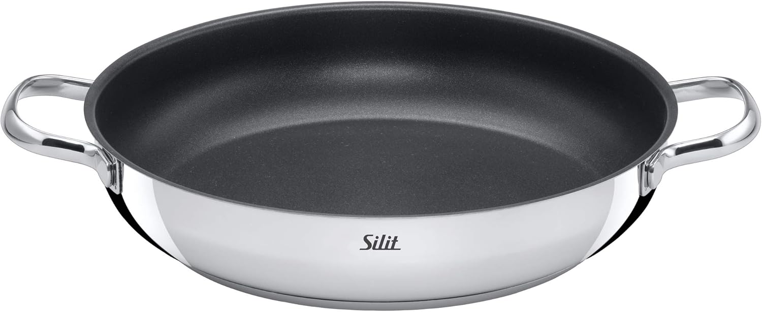 Silit Toskana Topfset induktionsgeeignet 10-teilig, Kochtopf Set mit Glasdeckel, Induktionskochtöpfe, Milchtopf, Dämpfer, Pfanne, Edelstahl teilmattiert, Induktions Töpfe Set unbeschichtet