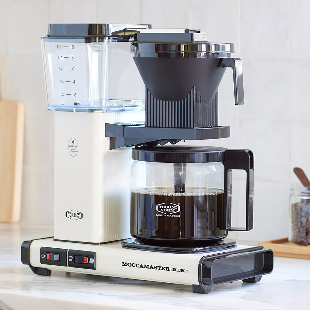 Moccamaster KBG Select, Kaffeemaschine, Retro Kaffeemaschine, Filterkaffee, Off-White, 1.25L