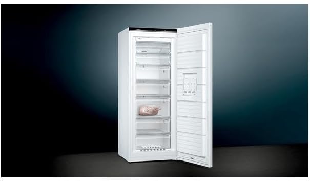 Siemens GS54NAWCV iQ500 Gefrierschrank, 176 x 70 cm, 327 L, noFrost nie wieder abtauen, bigBox Platz für großes Gefriergut, varioZone flexible Glas-und Schubladen, Weiß
