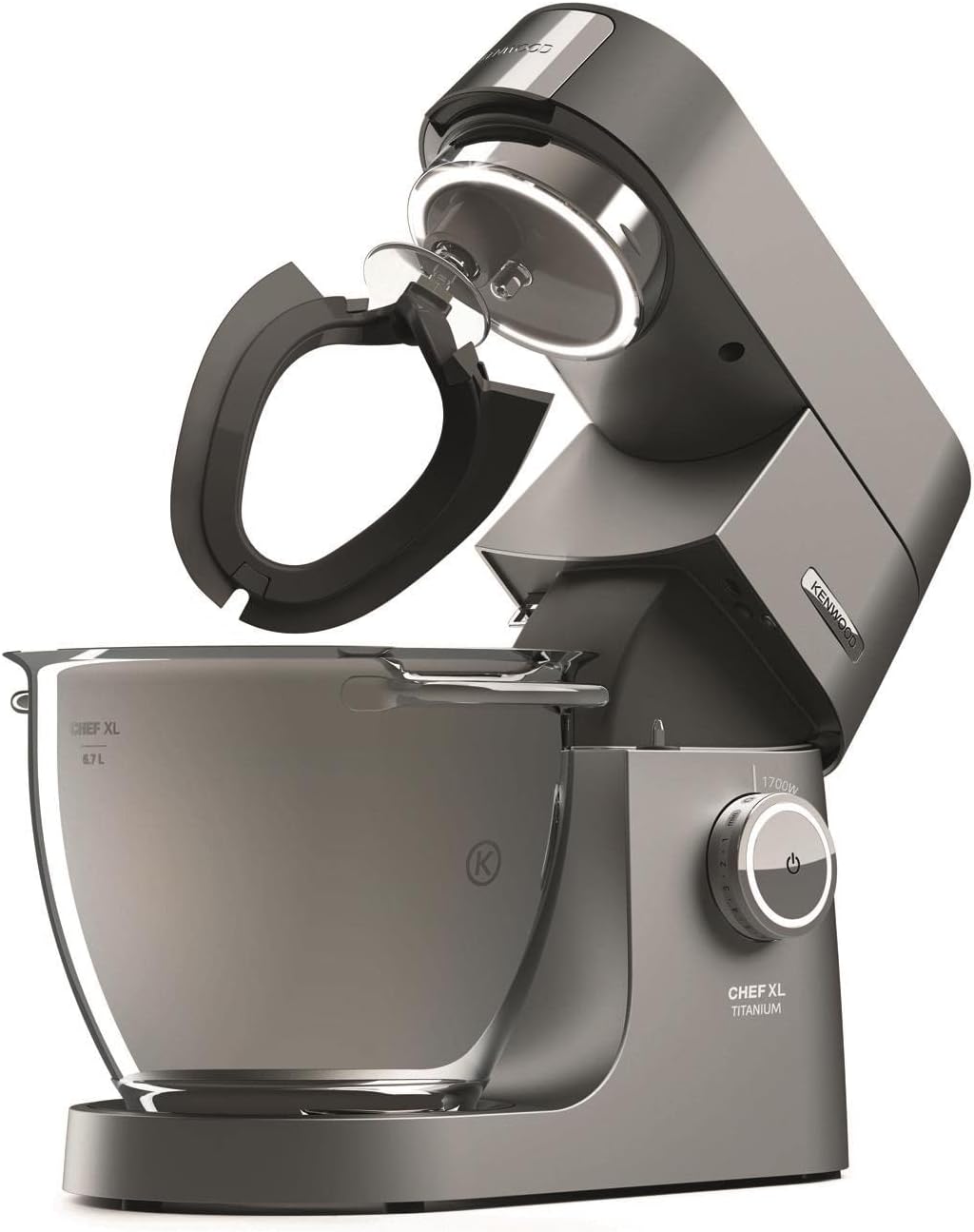 Kenwood Titanium Chef Baker KVL85.424SI Küchenmaschine mit integrierter Waage, inkl. 4-teiligem Patisserie-Set, 7 L und 5L Rührschüssel, stufenloser Geschwindigkeitsregler, 1200 W, Silber