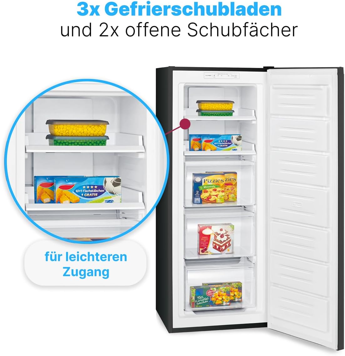 Bomann® Gefrierschrank Nofrost freistehender Tiefkühlschrank 161 L | Total No Frost - nie wieder abtauen - Schnellgefrierfunktion u. MultiAirflow-System | Türanschlag wechselbar | GS 7343 weiß