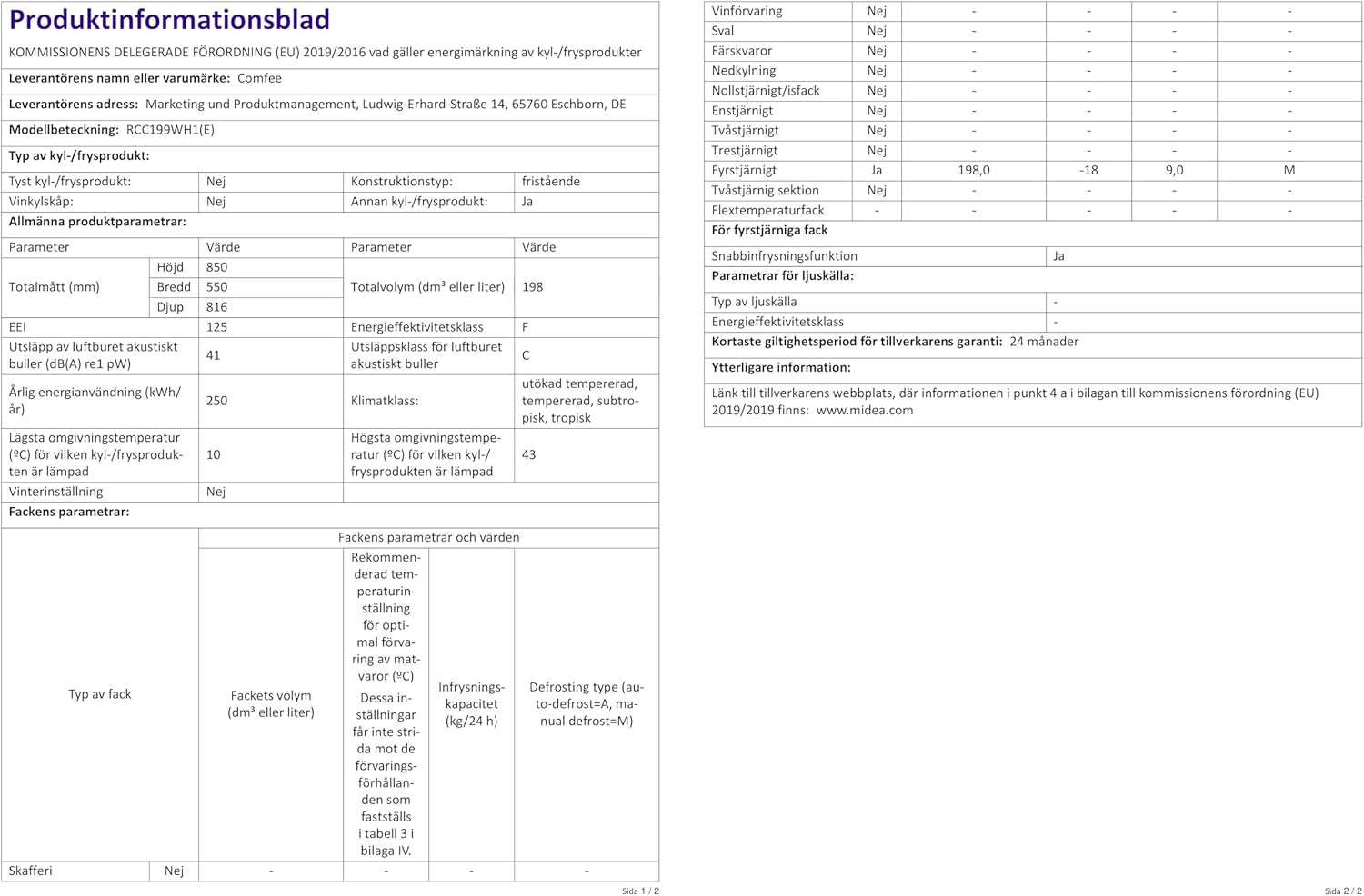 Comfee RCC100WH2(E) Gefriertruhe/169 kWh/Jahr/85cm hoch/99L/38dB/Geringe Lautstärke/Hoch effizientesD-förmigesRohr/Geeignet für verschiedene Einsatzszenarien/Einstellbarer Temperaturregler/Weiß