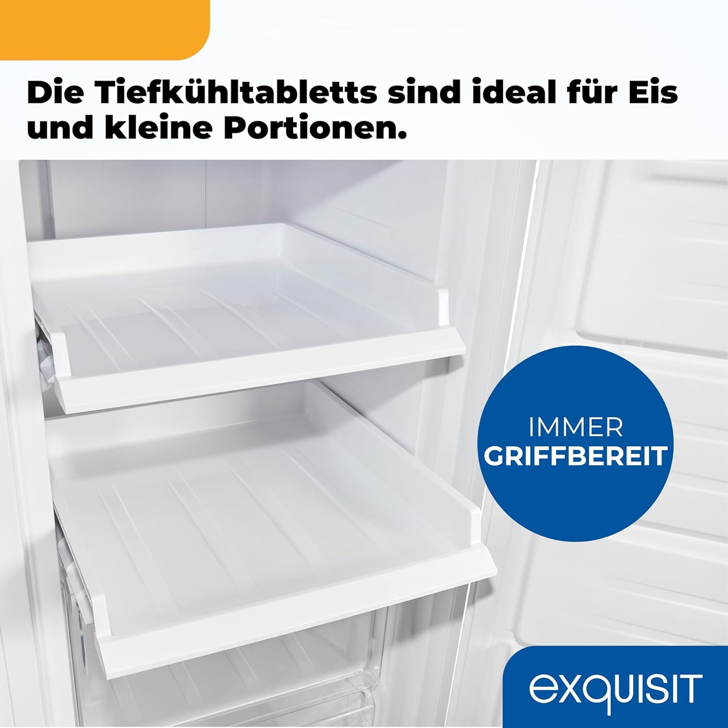 Exquisit Gefrierschrank NoFrost, Tiefkühlschrank groß, 161 Liter, Schnellgefrieren, Alarm-Funktion, GS5231-NF-H-040C weiss