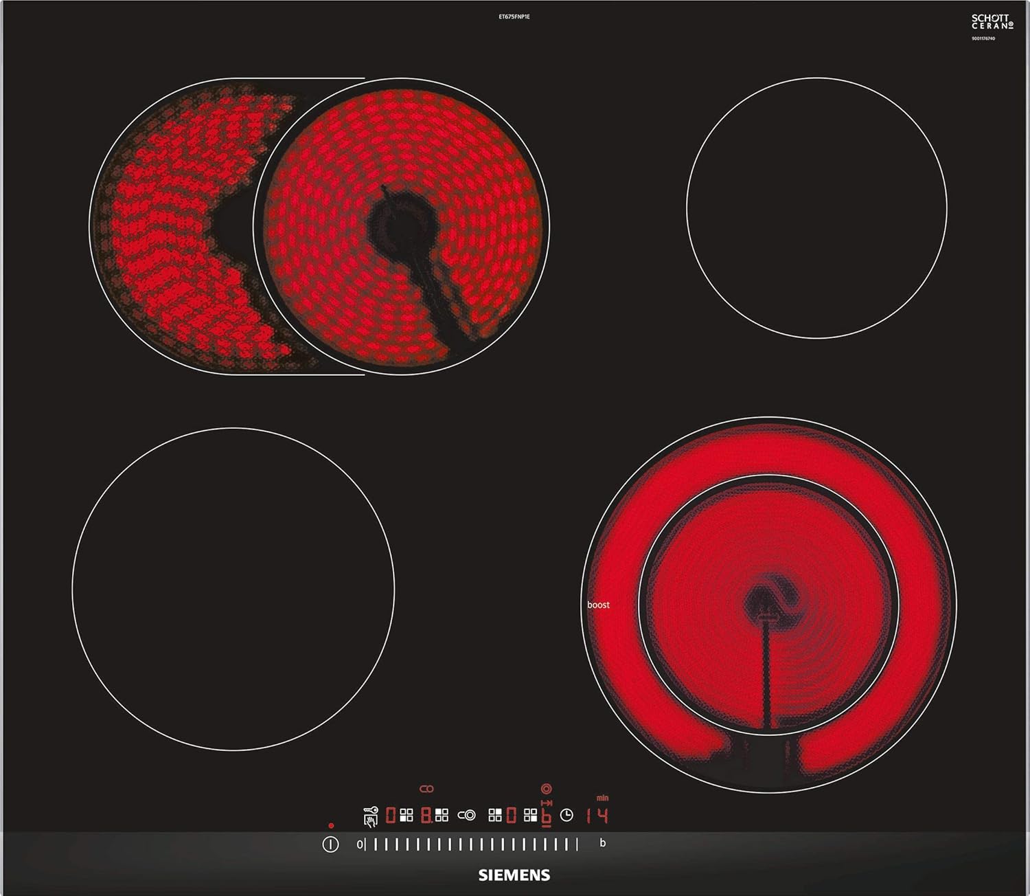 Siemens ET675FNP1E iQ300 Kochfelder, 4 Heizelemente, 60.2 cm, Glaskeramik