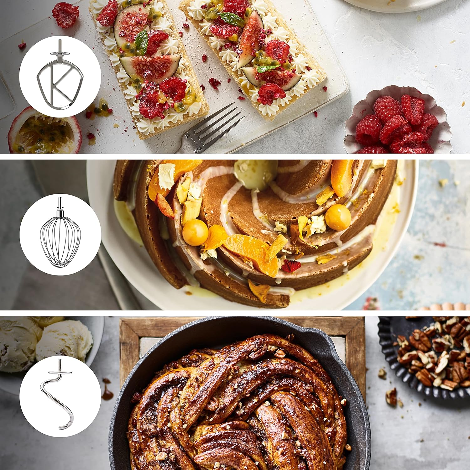 Kenwood Titanium Chef Baker KVL85.424SI Küchenmaschine mit integrierter Waage, inkl. 4-teiligem Patisserie-Set, 7 L und 5L Rührschüssel, stufenloser Geschwindigkeitsregler, 1200 W, Silber