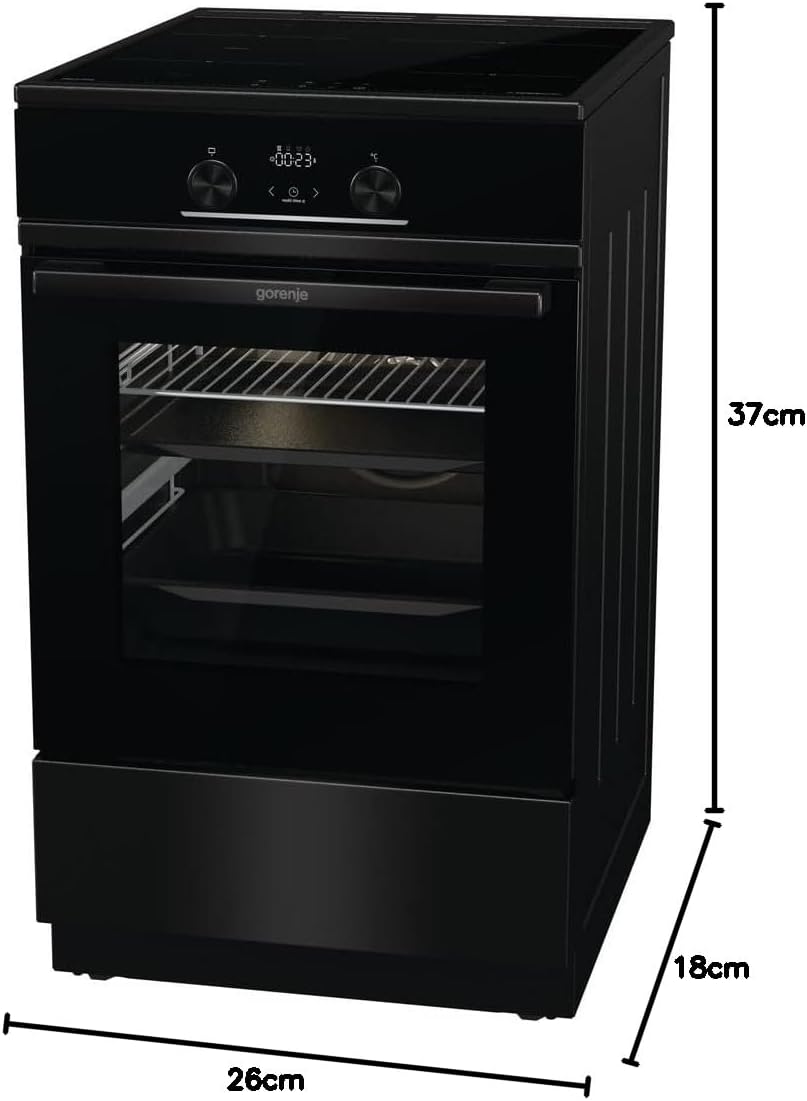 Gorenje GEIT5C61SPG Standherd mit Induktionskochfeld, 50 cm, 70 Liter,Silber, PerfectGrill, AirFry, FrozenBake, Pizza Mode 300°C, AquaClean, Made in Europe, inox