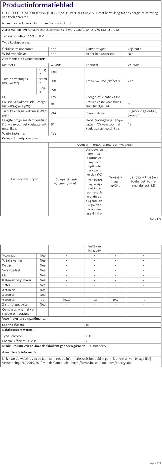 Bosch GIV11ADC0 Serie 6 Einbau-Gefrierschrank, 95 kWh, Jahr, 70 l, LowFrost, FreshSense, 72 x 56