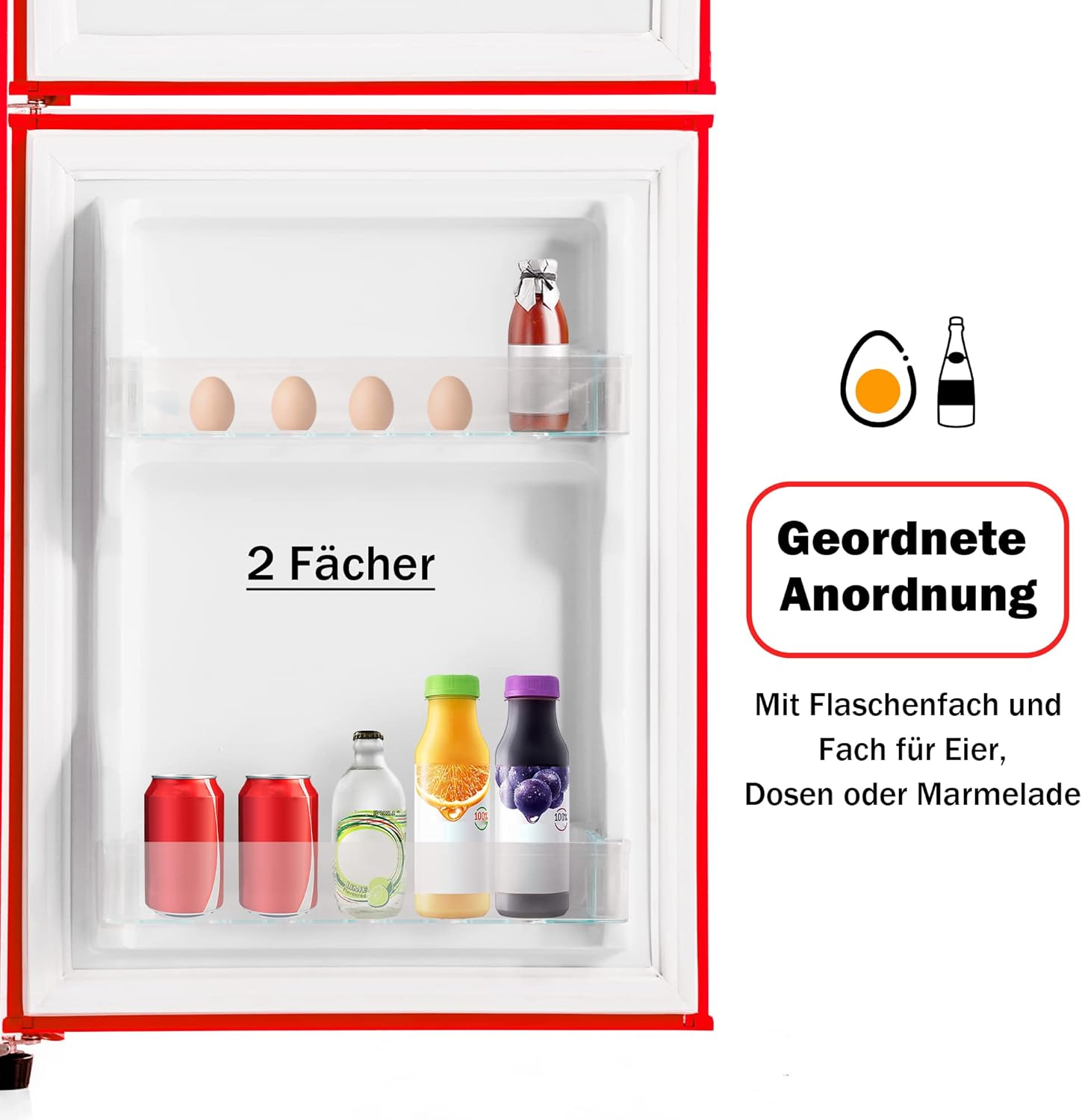 Merax Kühlschrank mit Gefrierfach, Kühl-Gefrierkombination, klein Kühlschrank mit 51L und Gefrierschrank 21L, Leise, LED, Glasablagen, Gemüsefach, Türablagen, für Küche, Wohnzimmer, Büro, Schwarz