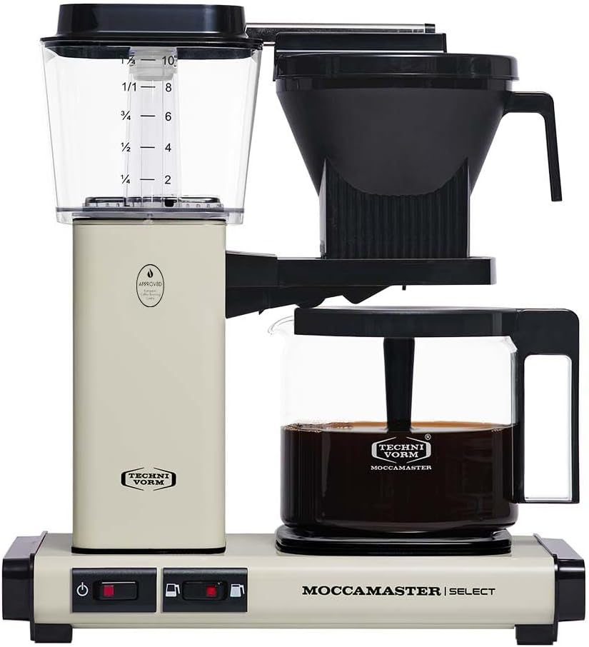 Moccamaster KBG Select, Kaffeemaschine, Retro Kaffeemaschine, Filterkaffee, Off-White, 1.25L
