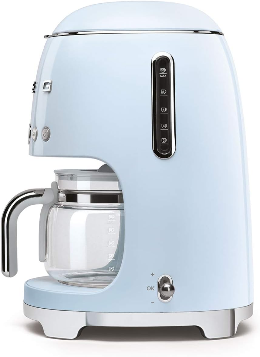 Smeg, DCF02BLMEU, Filter-Kaffeemaschine, Aroma und Autostart-Funktion, Glaskaraffe bis 12 Tassen, 2 Intensitätsniveaus, Warmhaltefunktion, 1050W, Mattschwarz