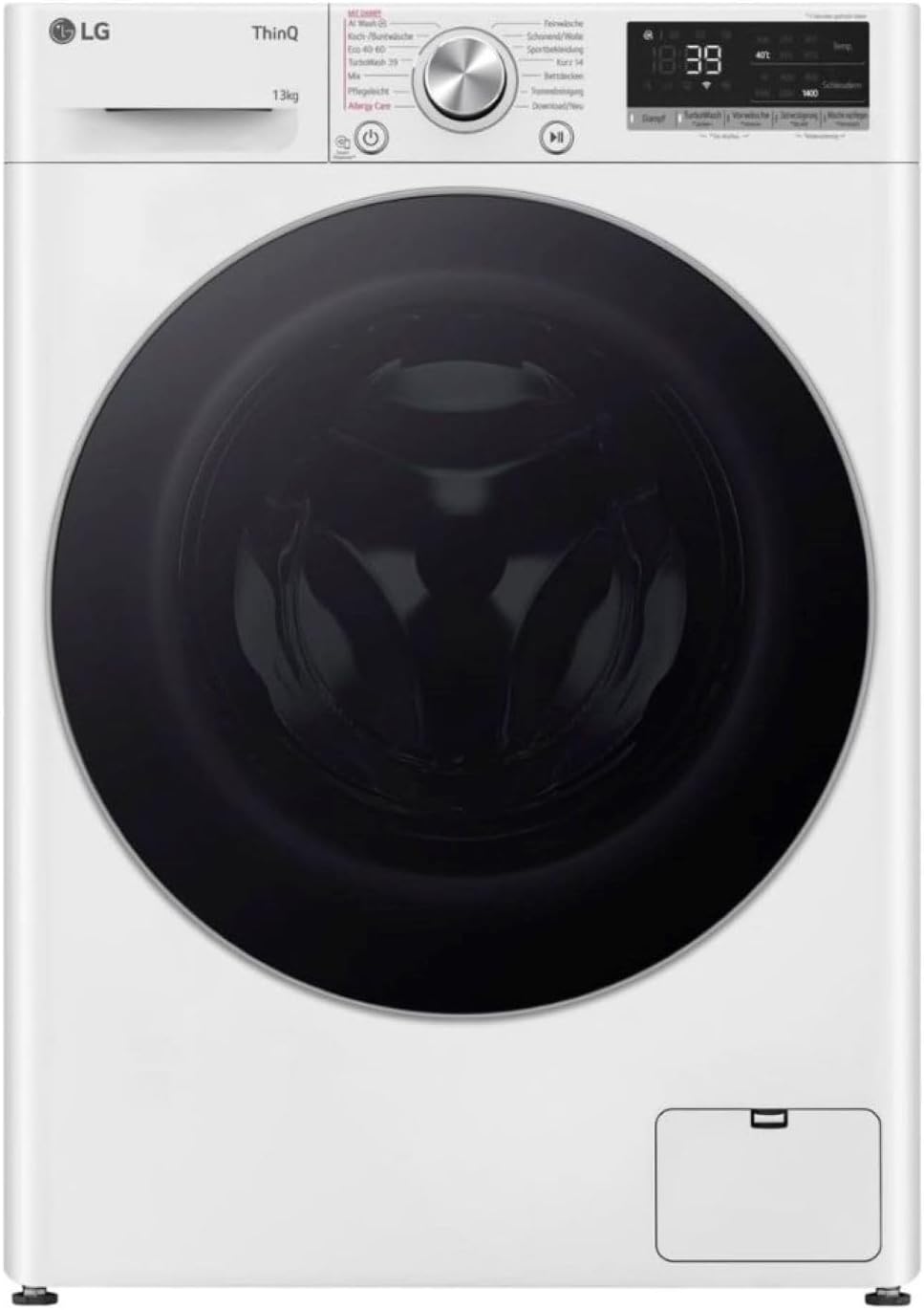 LG F4WV7080, Klasse A, Frontlader-Waschmaschine 8 kg, 1400 U/Min, AI Direct Drive, Wi-Fi, Tiefenreinigung mit Dampf, Große Kapazität, TRIPLE A, Außentür aus Sicherheitsglas, 62 x 60 x 85 cm ꟷ Weiß