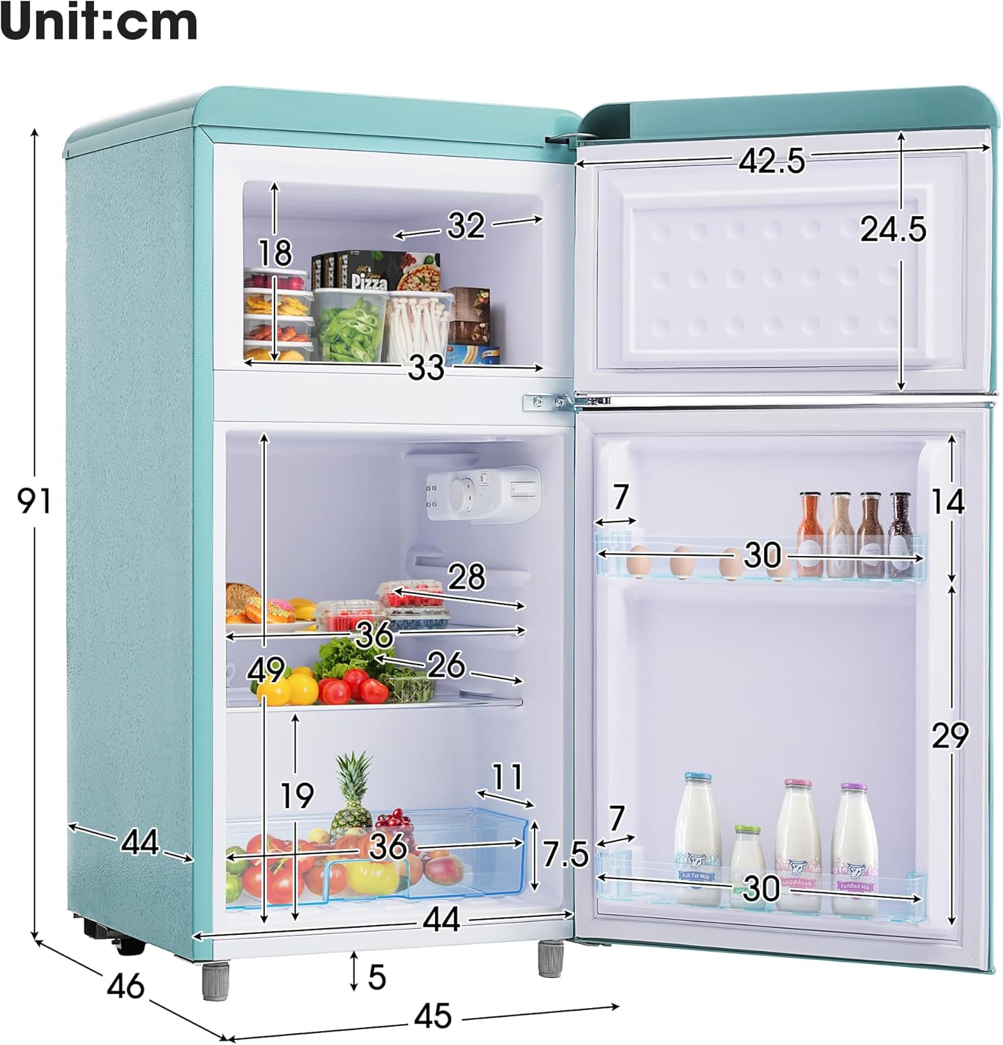 Merax Kühlschrank mit Gefrierfach, Kühl-Gefrierkombination, klein Kühlschrank mit 51L und Gefrierschrank 21L, Leise, LED, Glasablagen, Gemüsefach, Türablagen, für Küche, Wohnzimmer, Büro, Schwarz