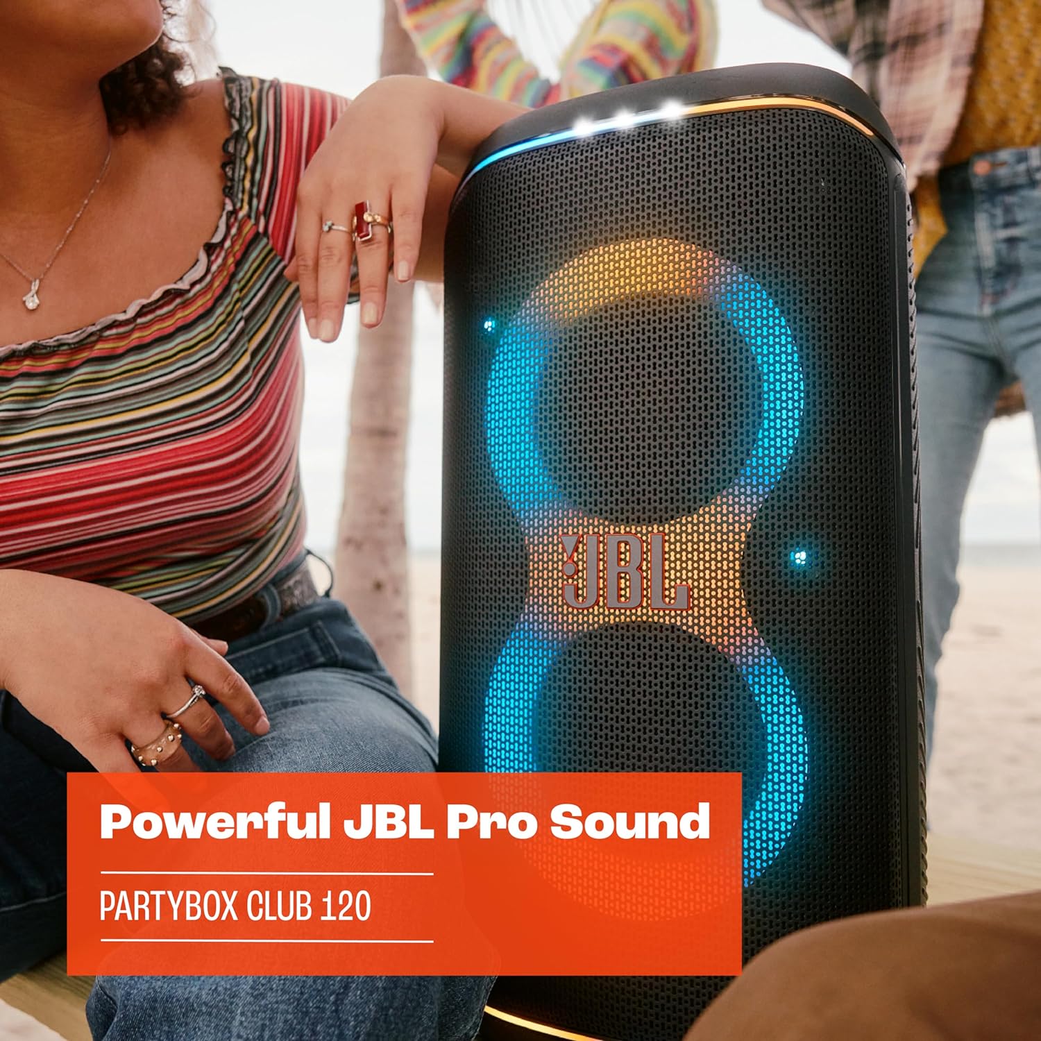 JBL Partybox Stage 120 in Schwarz – Tragbare Bluetooth-Lautsprecher-Box mit JBL Pro Sound, Lichtshow, KI-Sound-Boost und Teleskopgriff – 12 h Laufzeit