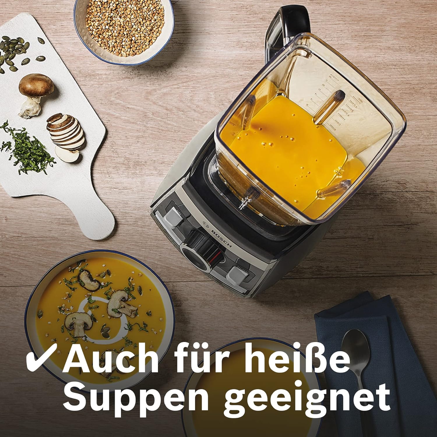 Bosch Standmixer VitaBoost MMBH6P6BDE, 6-Klingen-Edelstahlmesser, 2,5l Tritan-Mixbehlter, Stopfer, 6 Automatikprogramme, Rezeptbuch, BPA-frei, einfache Reinigung, 45,000 U/min, 1600 W, schwarz