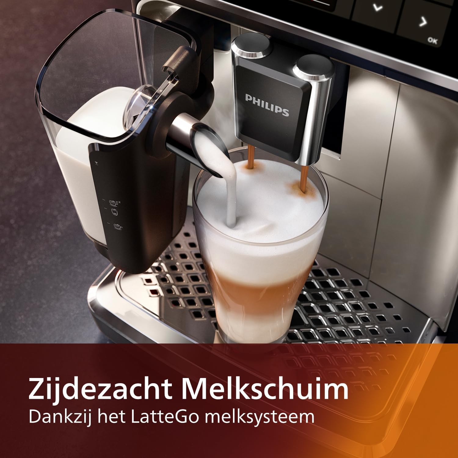 Philips Serie 5400 Kaffeevollautomat – LatteGo Milchsystem, 12 Kaffeespezialitten, Intuitives Display, 4 Benutzerprofile, Chrom (EP5447/90)