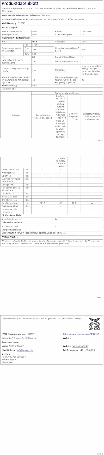 Bomann® Gefrierschrank Nofrost freistehender Tiefkühlschrank 161 L | Total No Frost - nie wieder abtauen - Schnellgefrierfunktion u. MultiAirflow-System | Türanschlag wechselbar | GS 7343 weiß