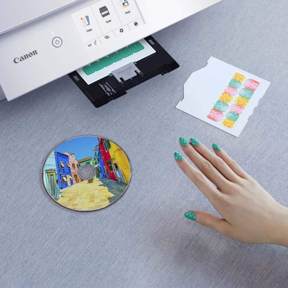 Canon PIXMA TS8351a Drucker Farbtintenstrahl Multifunktionsgerät DIN A4 (Scanner, Kopierer, 4.800 x 1.200 dpi, 6 separate Tinten, USB, WLAN, AirPrint, Duplexdruck, 2 Papierzuführungen, 5 GHz), weiß