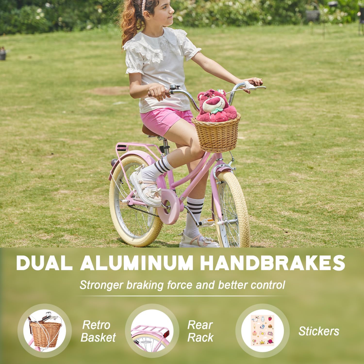 Glerc Missy 20 24 26 Zoll Mädchen City 6-Gang Hybrid Cruiser Fahrrad mit Weidenkorb für Jugend über 6-Jahre alt, mehrere Farben