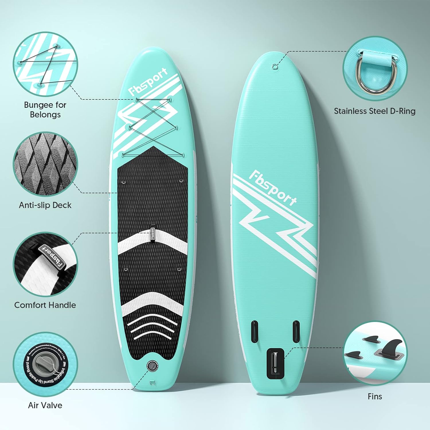 Premium-Stand-Up-Paddle-Board, Yoga-Board mit strapazierfähigem SUP-Zubehör und Tragetasche | Breiter Stand, Surf-Kontrolle, rutschfestes Deck, Leine, Paddel und Pumpe für Jugendliche und Erwachsene