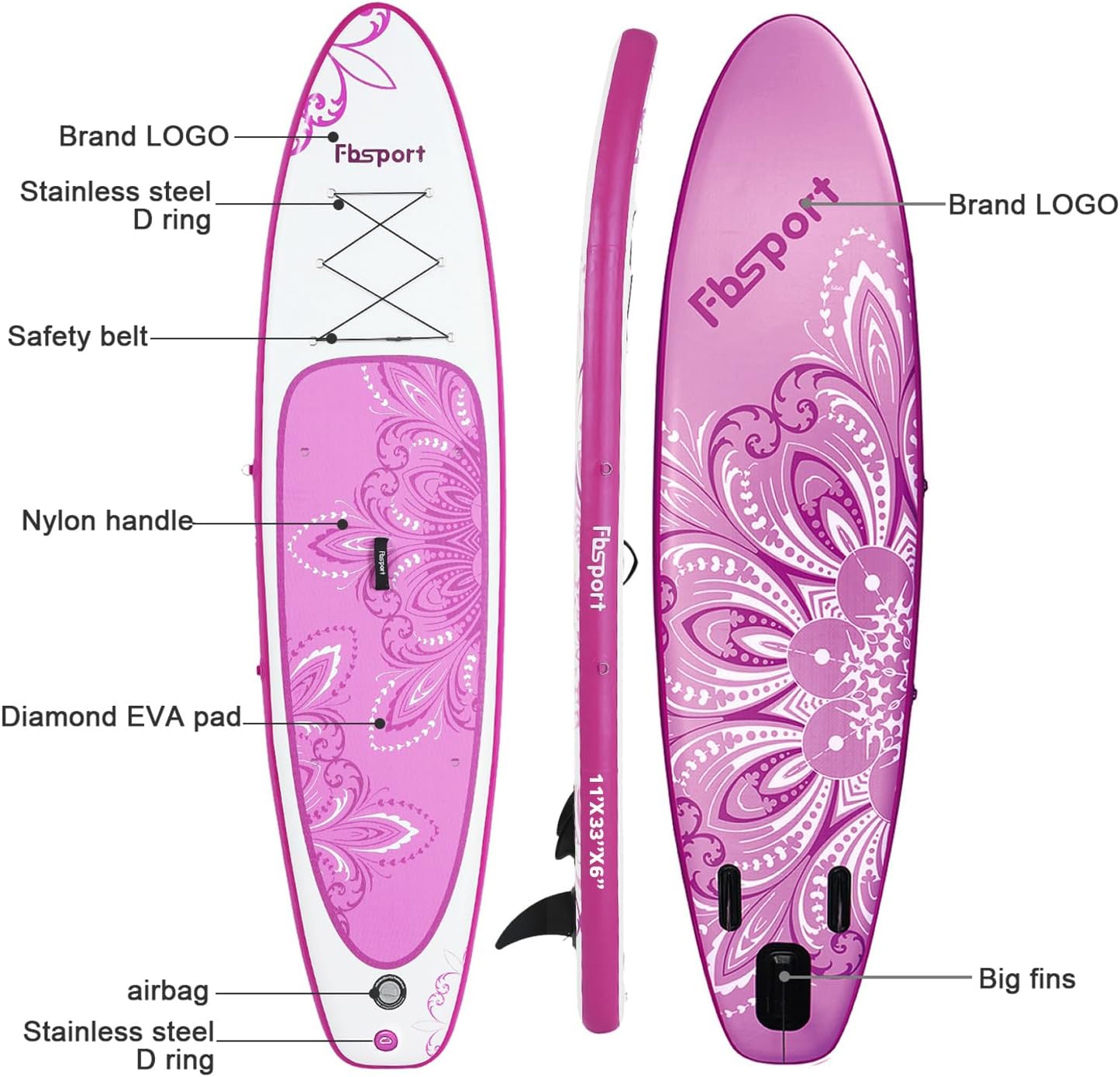 Premium-Stand-Up-Paddle-Board, Yoga-Board mit strapazierfähigem SUP-Zubehör und Tragetasche | Breiter Stand, Surf-Kontrolle, rutschfestes Deck, Leine, Paddel und Pumpe für Jugendliche und Erwachsene