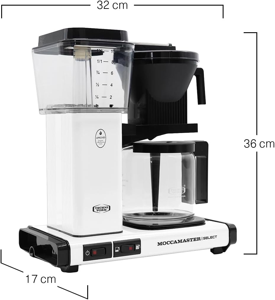 Moccamaster KBG Select, Kaffeemaschine, Retro Kaffeemaschine, Filterkaffee, Off-White, 1.25L