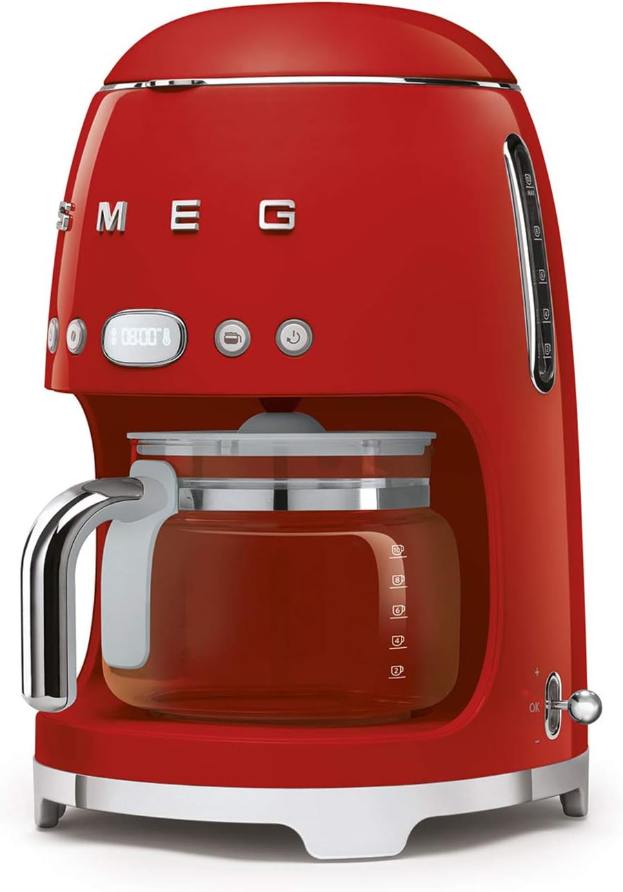 Smeg, DCF02BLMEU, Filter-Kaffeemaschine, Aroma und Autostart-Funktion, Glaskaraffe bis 12 Tassen, 2 Intensitätsniveaus, Warmhaltefunktion, 1050W, Mattschwarz
