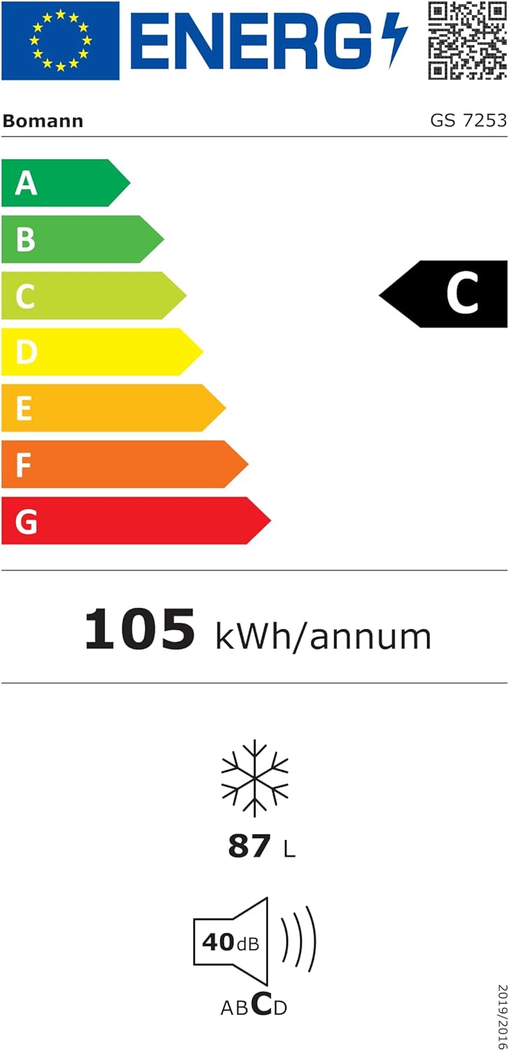Bomann Gefrierschrank 87L | Gefrierschrank klein mit Temperaturbereich ≤ -18°C | 3 Schubladen | Tiefkühlschrank mit wechselbarem Türanschlag | Freezer Tiefkühlschrank klein GS 7253 weiß