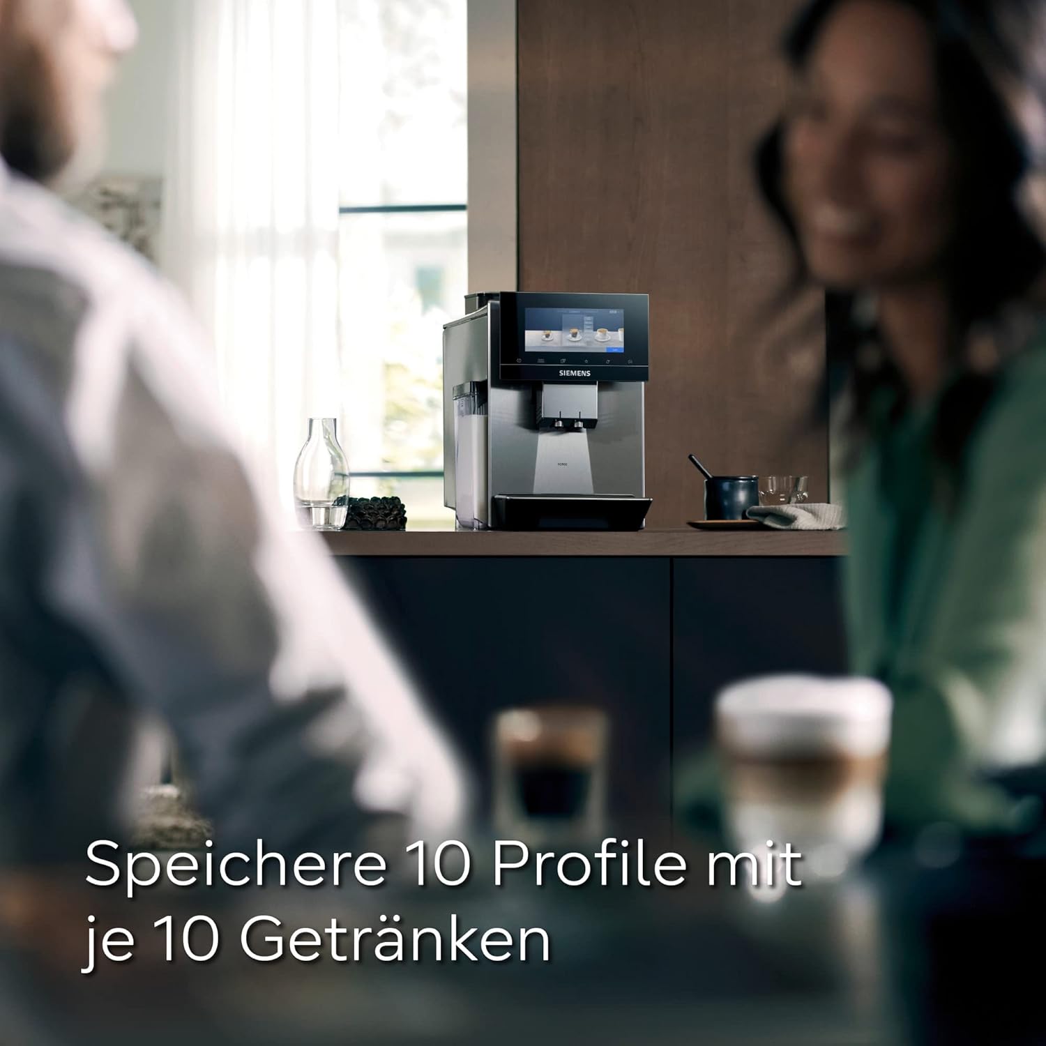 Siemens Kaffeevollautomat EQ900 TQ903D03, App-Steuerung, intuitives Full-Touch-Display, Barista-Modus, AromaBoost, Geräuschreduzierung, Premiummahlwerk, automatische Dampfreinigung, 1500 W, edelstahl