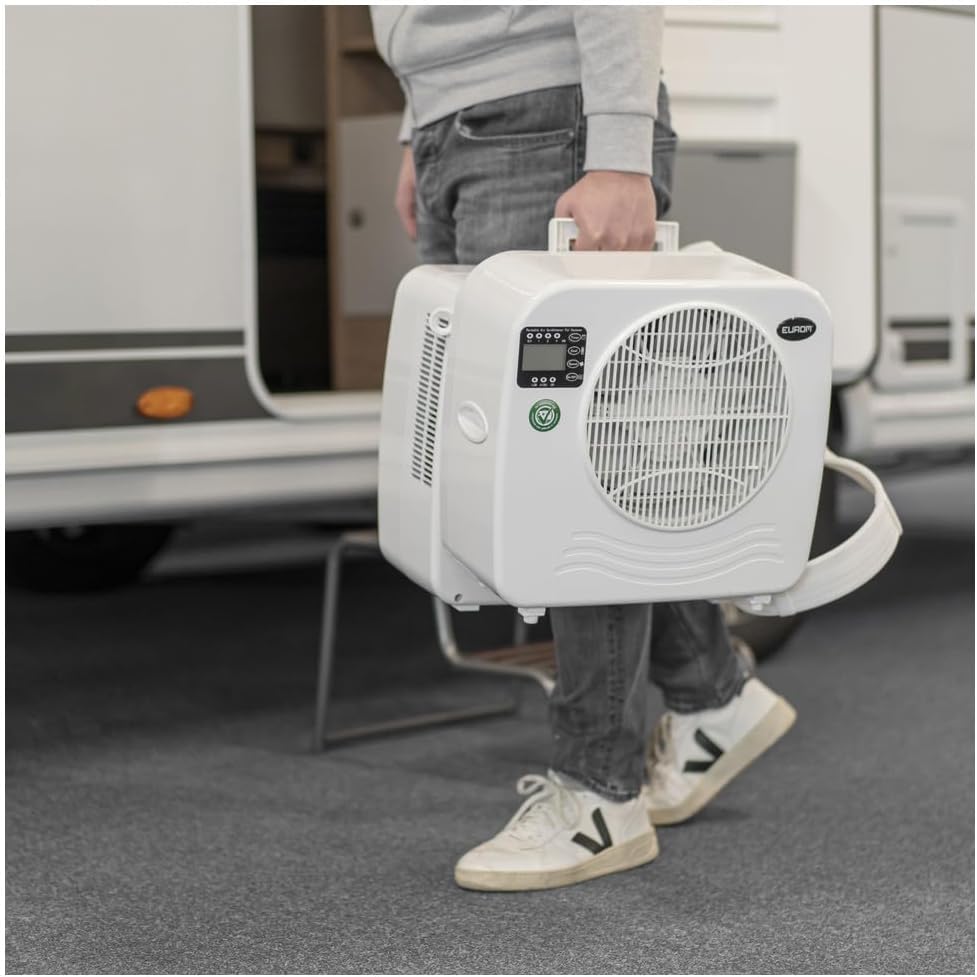 EUROM Split Klimaanlage AC2401 für Wohnwagen, Wohnmobil, Camping, Boot, Bus, Camper, Caravan, Mobilheim | Mobiles Klimagerät mit 2400 BTU | Verbessertes Modell dem legendären Klima AC2400