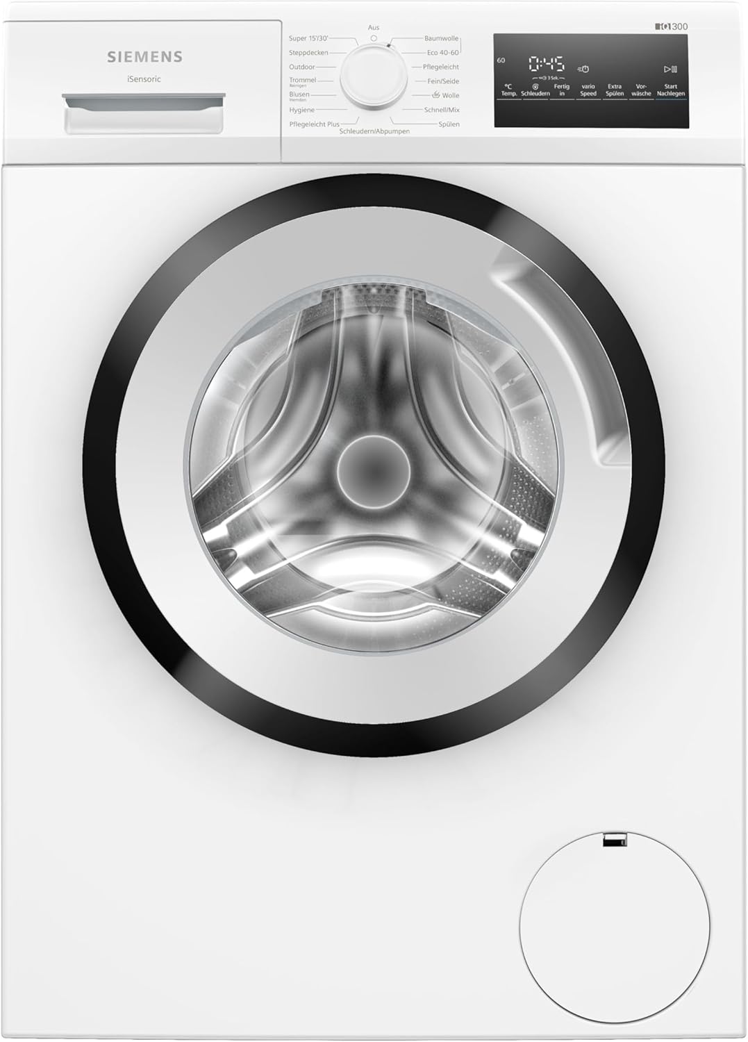 Siemens WM14N223 Waschmaschine iQ300, Frontlader mit 7kg Fassungsvermgen, 1400 UpM, speedPack L, LED-Display,Outdoor-Programm, Wei, 60cm